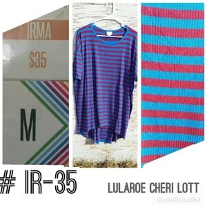 NWT LuLaRoe Irma Striped Tunic - Turquoise and Magenta Pattern
